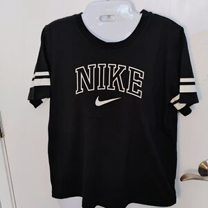 Nike Black T-Shirt with White Stripes